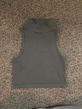 Aeropostale Olive Ribbed Mock Neck Tank